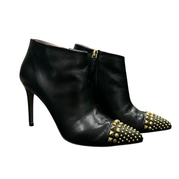 Gucci Booties Women’s Size US 6 Smooth Leather 3” Stiletto w/ Gold Studs - Picture 2 of 7